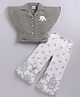 MELONI Textile Knit Half Sleeves Tassels Embellished Top & Pants  Set - Green