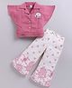 MELONI Textile Knit Half Sleeves Tassels Embellished Top & Pants  Set - Onion Pink