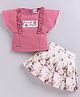 MELONI Jacquard Knit Half Sleeves  Sweet Style Text Patch  Detailed Top & Skirt Set - Onion