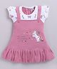 MELONI Cotton Knitted Knit Half Sleeves Unicorn Embroidered Dress - Onion Pink