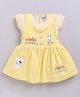 MELONI Knitted Knit Half Sleeves Striped & Hello Sweety Text Printed Dress - Yellow