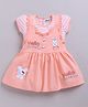 MELONI Knitted Knit Half Sleeves Striped & Hello Sweety Text Printed Dress - Orange