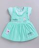 MELONI Knitted Knit Half Sleeves Striped & Hello Sweety Text Printed Dress - Sea Green