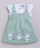 MELONI Knitted Knit Half Sleeves Bunny Embroidered Dress - Green