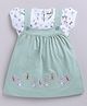 MELONI Knitted Knit Butterfly Embroidered Pinafore Dress With Half Sleeves Top - Green