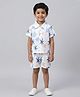 The Kids Club Cotton Blend Knit Half Sleeves Sea Life Printed Coordinating Shirt & Shorts Set - White
