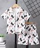 The Kids Club Cotton Blend Woven Half Sleeves Tropical Theme Printed Coordinating Shirt & Shorts Set - White