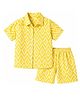 The Kids Club Cotton Blend Knit Half Sleeves Geometric Printed Coordinating Shirt & Shorts Set - Yellow