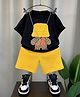 Googo Gaaga 100% Cotton Jersey Half Sleeves Teddy Printed Tees & Shorts Set - Black
