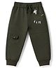 Mini Taurus Looper Knit Full Length Animal Print Pajamas With Pocket - Olive Green