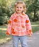 Mi Arcus Knit Full Sleeves Orange Printed Jacket - Peach