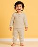 Mi Arcus Knit Full Sleeves Solid Shirt & Pajama Set - Beige