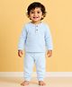 Mi Arcus Knit Full Sleeves Solid Shirt & Pajama Set - Blue
