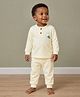 Mi Arcus Knit Full Sleeves Owl Printed Shirt & Pajama Set - Yellow