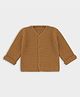 Mi Arcus 100% Cotton Knit Full Sleeves Solid Cardigan - Coffee