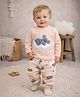 Mi Arcus Knit Full Sleeves Koala Patch Detailed Sweatshirt & Pajama Set - Peach