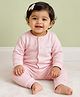 Mi Arcus Knit Full Sleeves Bow Printed Tee & Pajama Set - Pink