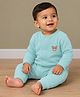 Mi Arcus Knit Full Sleeves Bear  Tee & Pajama Set - Blue