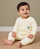 Mi Arcus Knit Full Sleeves Owl Tee & Pajama Set - Yellow