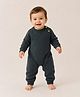 Mi Arcus 100% Cotton Knit Full Sleeves Solid Jumpsuit - Dark Grey