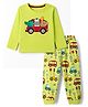 Babyhug 100% Cotton Knit Full Sleeves T-Shirt & Pyjama Night Suit with Car & Animal Print - Lime Green