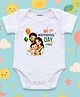 KNITROOT Cotton Knit Independence Day Theme Half Sleeves My 1st Independence Day Text Printed Onesie - White