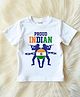 KNITROOT Cotton Knit Independence Day Theme Half Sleeves Proud Indian Text Printed Tee - White