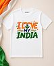 KNITROOT Cotton Knit Independence Day Theme Half Sleeves I Love My India Text Printed Tee - White