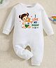 KNITROOT Cotton Knit Independence Day Theme Full Sleeves I Love My Bharat Text Printed Romper - White