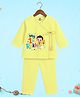 The Peppy Tend 100% Cotton Woven Raksha Bandhan Theme Full Sleeves My 1st Rakhi Text Printed Angarkha Style Kurta & Pyjama Set - Yellow