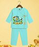The Peppy Tend 100% Cotton Knit Onam Theme Full Sleeves My First Onam Text Printed Kurta & Pyjama Set - Sea Green