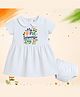 The Peppy Tend 100% Cotton Knit Independence Day Theme Full Sleeves My 1st Independence Day Text Printed Dress With Bloomer Set - White