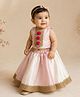 BYB Premium Dupian Silk Woven Sleeveless Pom Pom & Lace Embellished Choli & Lehenga Set - Baby Pink