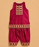 BYB Premium Chanderi Woven Sleeveless Flora & Lace Embellished Kurti & Salwar Set - Red