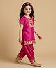 BYB Premium Dupian Sik Woven Fabric Sleeveless Lace Embellished Kurti & Salwar Set - Fuschia