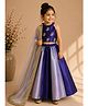 BYB Premium Dupian Silk Woven Sleeveless Floral Patch Detailed Lehenga & Choli With Dupatta Set - Purple & Navy Blue