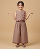 BYB Premium Cotton Woven Sleeveless Checked & Floral Embroidered Top & Palazzo Set  - Col Maroon