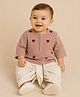 BYB Premium Cotton Woven Full Sleeves Gingham Checked & Heart Embroidered Dhoti Kurta Set - Maroon