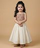 BYB Premium Cotton Woven Sleeveless Lace Embellished Gingham Checked & Floral Embroidered Top & Lehenga Set - Maroon