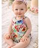 Qvink Cotton Woven Sleeveless Floral Printed Onesie - Multi Colour