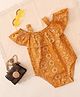 Qvink Cotton Woven Sleeveless Frill Detailed & Geometric Printed Onesie - Yellow