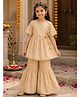 Qvink Cotton Woven Half Sleeves Floral Printed Kurti & Sharara Set - Yellow