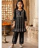 Qvink Cotton Woven Full Sleeves Chikankari Embroidered Kurti &  Pant - Black