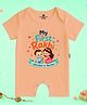 The Peppy Tend 100% Cotton Knit Raksha Bandhan Theme  Half Sleeves My First Rakhi Text Printed Romper - Peach