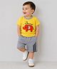 Qvink Cotton Woven Half Sleeves Elephant Patch Detailed Tee & Shorts Set - Yellow