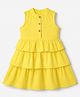 The Magic Wand Cotton Woven Sleeveless Solid Layered Frock in Yellow