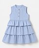 The Magic Wand Cotton Woven Sleeveless Solid Layered Dress - Blue