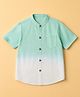 The Magic Wand Half Sleeves Woven Shirt with Tie & Dye Effect - Aqua Blue