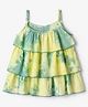 The Magic Wand Woven Tiered Top with Sleeveless and Tie & Dye Effect in Yellow