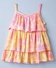 The Magic Wand Woven Tiered Top with Sleeveless and Tie-Dye Effect in Pink for 2-3 Years